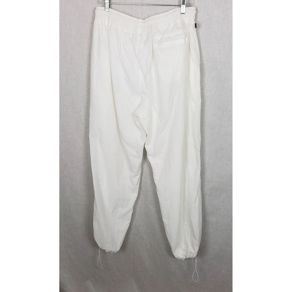 Jordan Mens White Nylon Track Pants Bungee Cinch Joggers Jumpman L Activewear